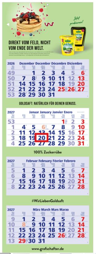 4-Monats Mehrblock-Kalender Quadro Light 4