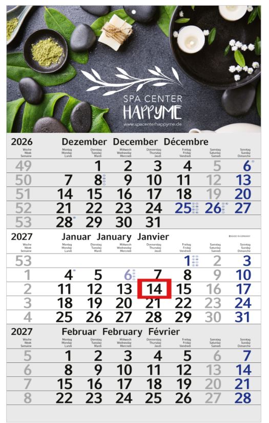 3-Monats-Eiblockkalnder Budget